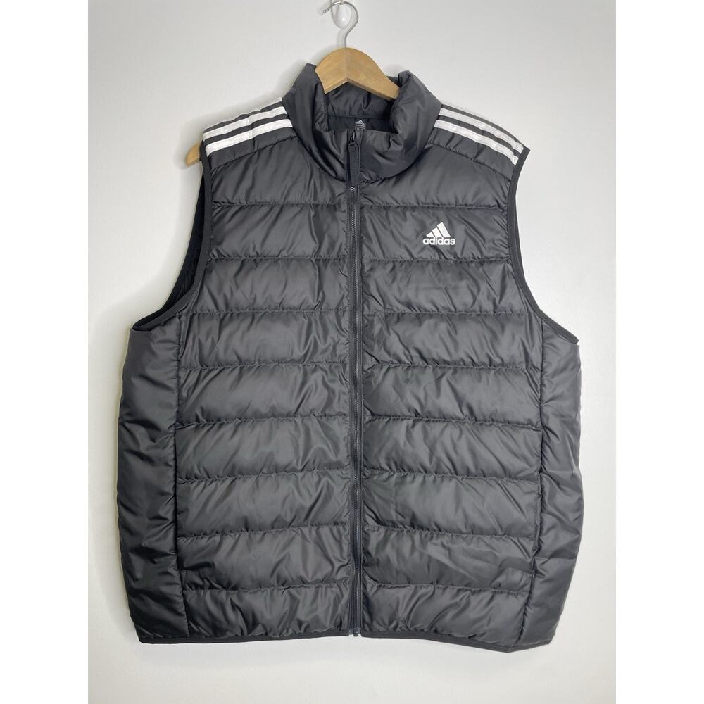 NWT Men's Adidas Essentials 3-Stripe Black Down Puffer Vest Size XL GH4583